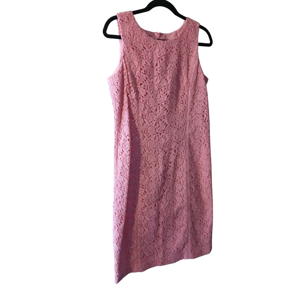 Talbots Pink Floral Lace Sleeveless Sheath Dress Cotton Lined Size 8 NEW